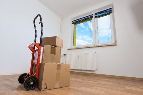 Planning a business move with labeled boxes and office items