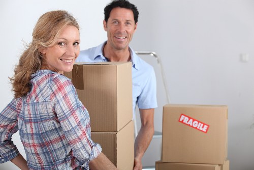 Removal van loading process with secured furniture and cartons